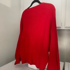 Line and dot red sweater
